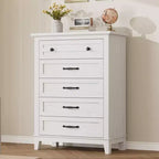 Commode à 5 tiroirs pour chambre, commode verticale de 104,9 cm de hauteur avec grand espace de rangement, commode de placard autonome en bois pour chambre, salon