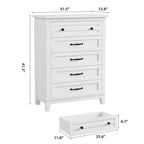 Commode à 5 tiroirs pour chambre, commode verticale de 104,9 cm de hauteur avec grand espace de rangement, commode de placard autonome en bois pour chambre, salon
