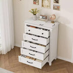 Commode à 5 tiroirs pour chambre, commode verticale de 104,9 cm de hauteur avec grand espace de rangement, commode de placard autonome en bois pour chambre, salon