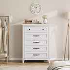 Commode à 5 tiroirs pour chambre, commode verticale de 104,9 cm de hauteur avec grand espace de rangement, commode de placard autonome en bois pour chambre, salon