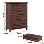 Commode à 5 tiroirs pour chambre, commode verticale de 104,9 cm de hauteur avec grand espace de rangement, commode de placard autonome en bois pour chambre, salon