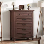 Commode à 5 tiroirs pour chambre, commode verticale de 104,9 cm de hauteur avec grand espace de rangement, commode de placard autonome en bois pour chambre, salon