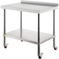 VEVOR Stainless Steel Prep Table, 30 x 24 x 35 Inch, 440lbs Load Capacity Heavy Duty Metal Worktable, Silver