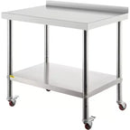 VEVOR Stainless Steel Prep Table, 30 x 24 x 35 Inch, 440lbs Load Capacity Heavy Duty Metal Worktable, Silver