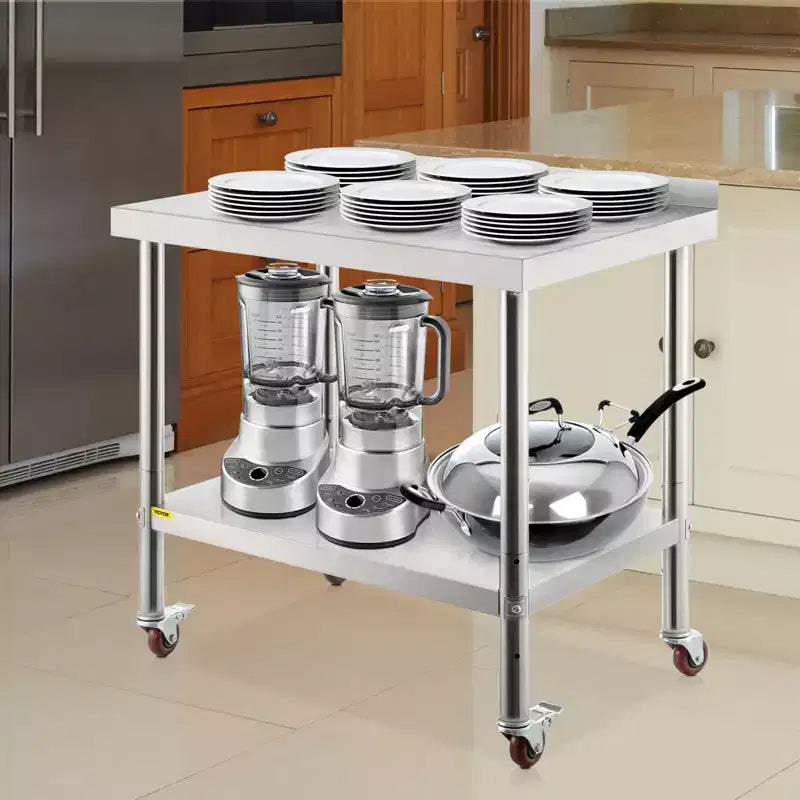 Table de préparation en acier inoxydable, 30 x 24 x 35 pouces, capacité de charge de 440 lb, plan de travail métallique robuste, argent
