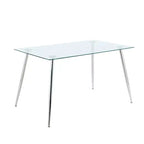 Table à manger rectangulaire avec plateau en verre trempé et pieds en métal Table à manger moderne pour salle à manger