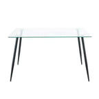 Table à manger rectangulaire avec plateau en verre trempé et pieds en métal Table à manger moderne pour salle à manger
