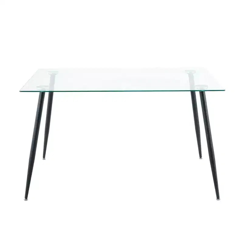 Table à manger rectangulaire avec plateau en verre trempé et pieds en métal Table à manger moderne pour salle à manger