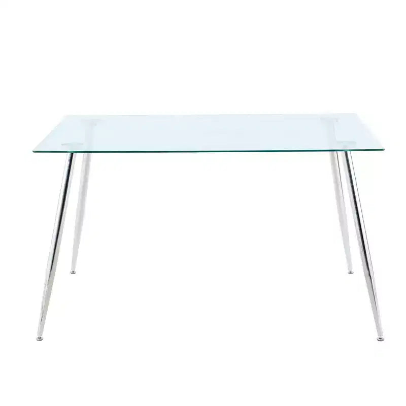 Table à manger rectangulaire avec plateau en verre trempé et pieds en métal Table à manger moderne pour salle à manger