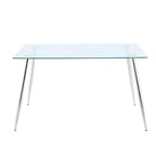 Table à manger rectangulaire avec plateau en verre trempé et pieds en métal Table à manger moderne pour salle à manger