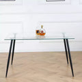 Okak Rectangle Dining Table with Tempered Glass and Metal Legs Modern Dining Table for Dining Room