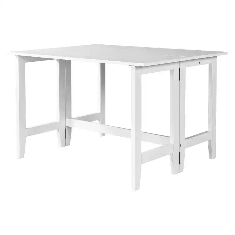 Table de salle à manger rectangulaire extensible de style ferme avec rallonge de 45 cm, table de cuisine pour 4 personnes, peu encombrante, blanche