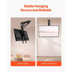 Support TV de plafond motorisé, support mural TV pour téléviseur de 32 à 65 pouces, support TV de plafond électrique réglable, support TV rabattable motorisé, noir