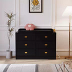 Commode de chambre d'enfant à 6 tiroirs avec table à langer - Commode avec barres de sécurité et plateau imperméable