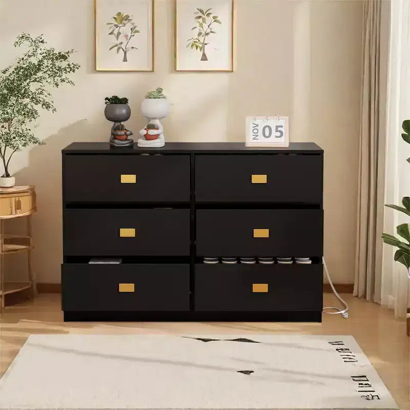 Commode de chambre d'enfant à 6 tiroirs avec table à langer - Commode avec barres de sécurité et plateau imperméable