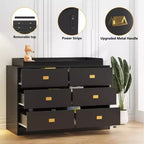 Commode de chambre d'enfant à 6 tiroirs avec table à langer - Commode avec barres de sécurité et plateau imperméable