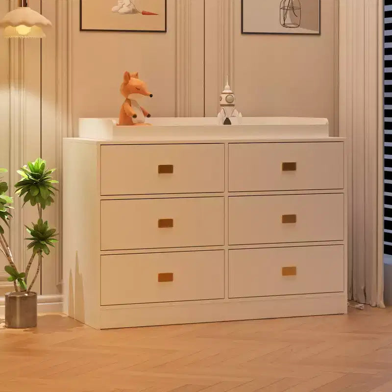 Commode de chambre d'enfant à 6 tiroirs avec table à langer - Commode avec barres de sécurité et plateau imperméable