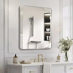Miroir Mural Rectangulaire de Salle de Bain 30x36 Pouces, Verre HD avec Cadre en Aluminium Antirouille