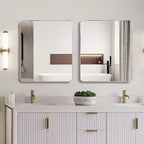Miroir Mural Rectangulaire de Salle de Bain 30x36 Pouces, Verre HD avec Cadre en Aluminium Antirouille
