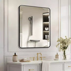 Miroir Mural Rectangulaire de Salle de Bain 30x36 Pouces, Verre HD avec Cadre en Aluminium Antirouille