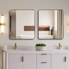 Miroir Mural Rectangulaire de Salle de Bain 30x36 Pouces, Verre HD avec Cadre en Aluminium Antirouille