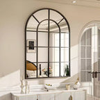 BEAUTYPEAK Arched Windowpane Mirror Bathroom Mirror Wall Mirror Mordern Mirror for Bedroom,Living room