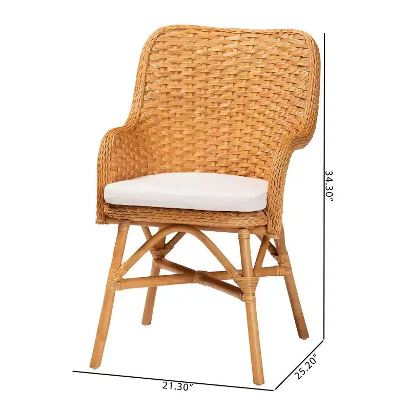 Chaise de salle à manger en rotin Celsie Miel clair/blanc