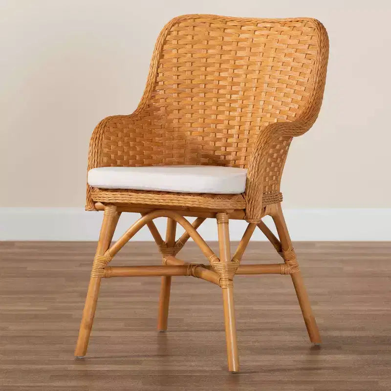 Chaise de salle à manger en rotin Celsie Miel clair/blanc