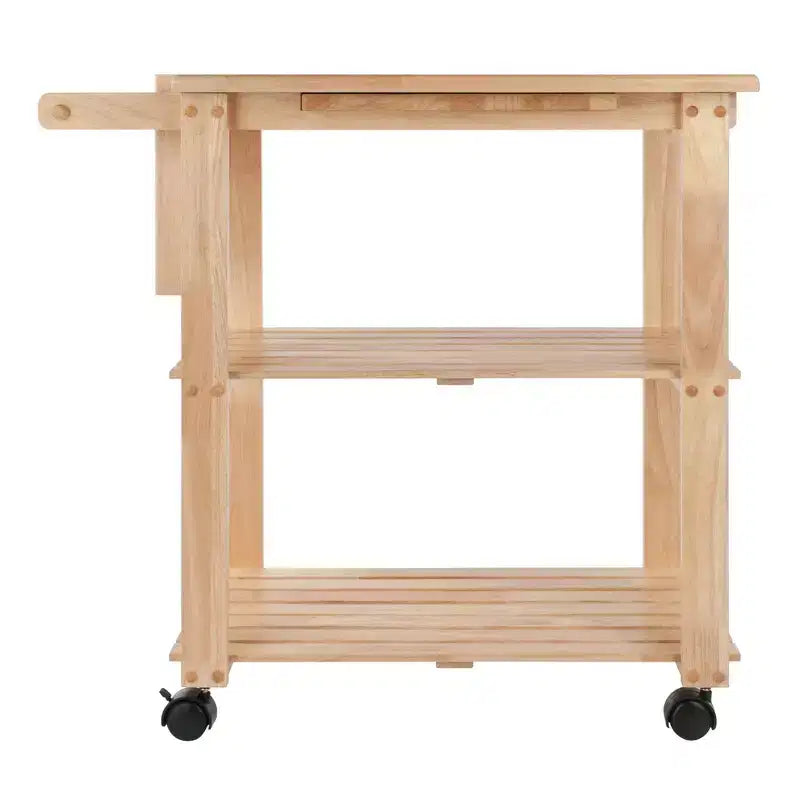 Desserte avec planche à découper Bois/Naturel : Style ferme, Cadre en bois massif, 2 étagères