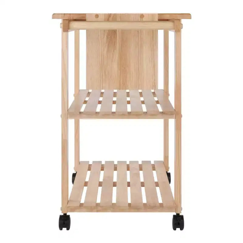 Desserte avec planche à découper Bois/Naturel : Style ferme, Cadre en bois massif, 2 étagères