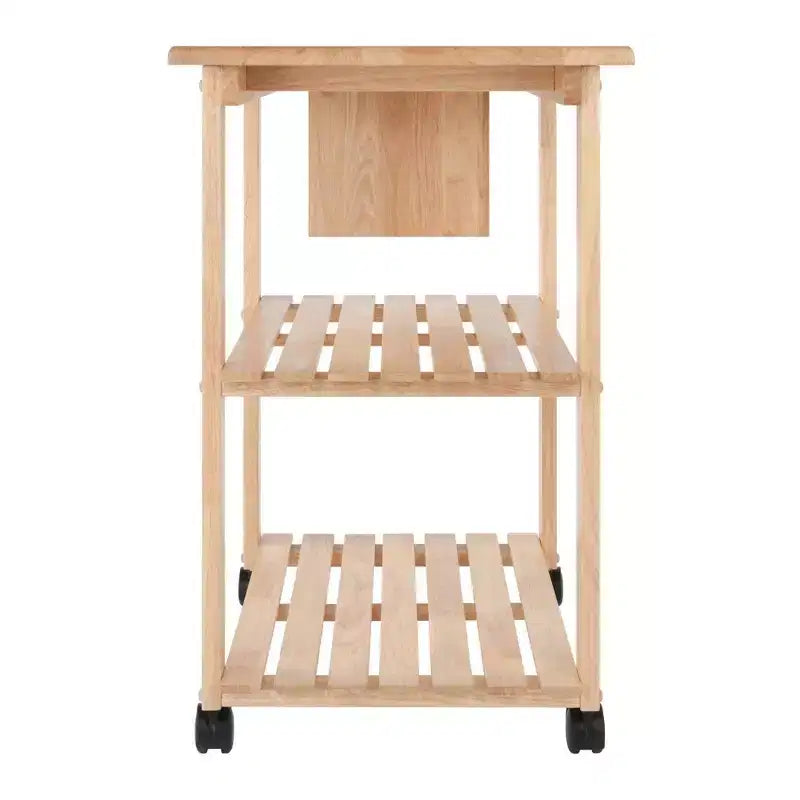 Desserte avec planche à découper Bois/Naturel : Style ferme, Cadre en bois massif, 2 étagères