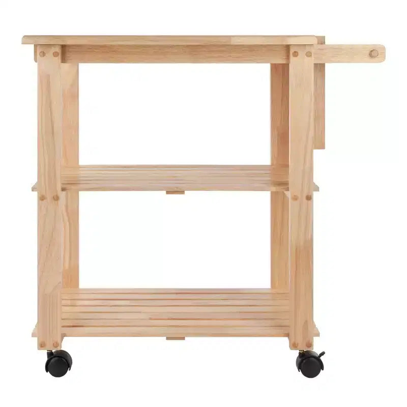 Desserte avec planche à découper Bois/Naturel : Style ferme, Cadre en bois massif, 2 étagères