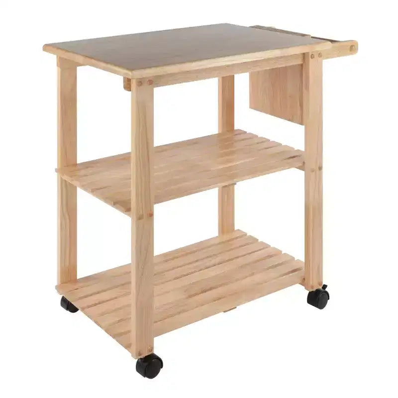 Desserte avec planche à découper Bois/Naturel : Style ferme, Cadre en bois massif, 2 étagères