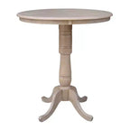 Table ronde piédestal Alfred hauteur bar 36" avec 2 tabourets Naturel