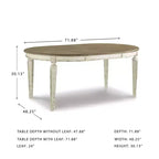 Table à manger ovale extensible ébréchée - Style ferme bicolore, 6 places, Rallonge amovible
