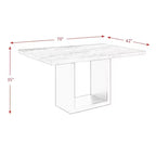 Table à manger hauteur comptoir Willow en marbre blanc : Piétement noir chic, 6 places