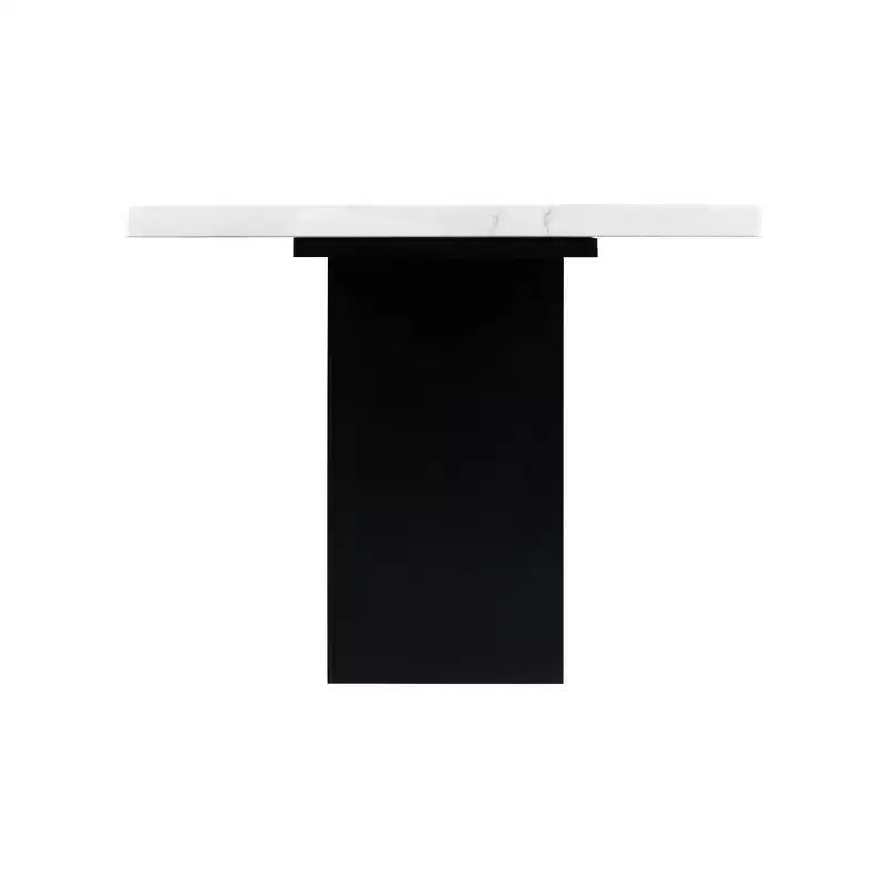 Table à manger hauteur comptoir Willow en marbre blanc : Piétement noir chic, 6 places