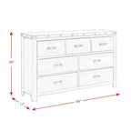 Commode 7 tiroirs Montauk Grise : Rangement spacieux, Indispensable pour la chambre, Accents métalliques