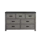 Commode 7 tiroirs Montauk Grise : Rangement spacieux, Indispensable pour la chambre, Accents métalliques
