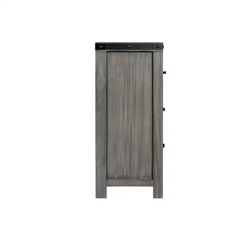 Commode 7 tiroirs Montauk Grise : Rangement spacieux, Indispensable pour la chambre, Accents métalliques