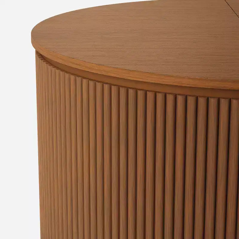 Table basse de rangement Lupine cannelée avec plateau amovible, marron foncé
