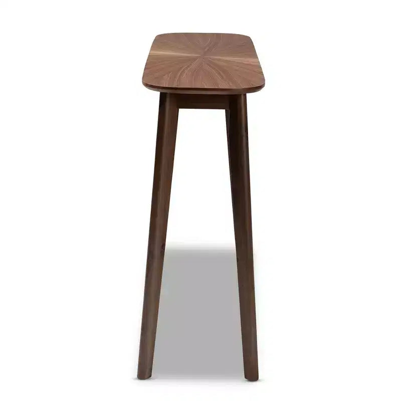Baxton Studio Wendy Wood Console Table Walnut: Rubberwood Entryway Furniture, Sunburst Pattern, Mid-Century Design