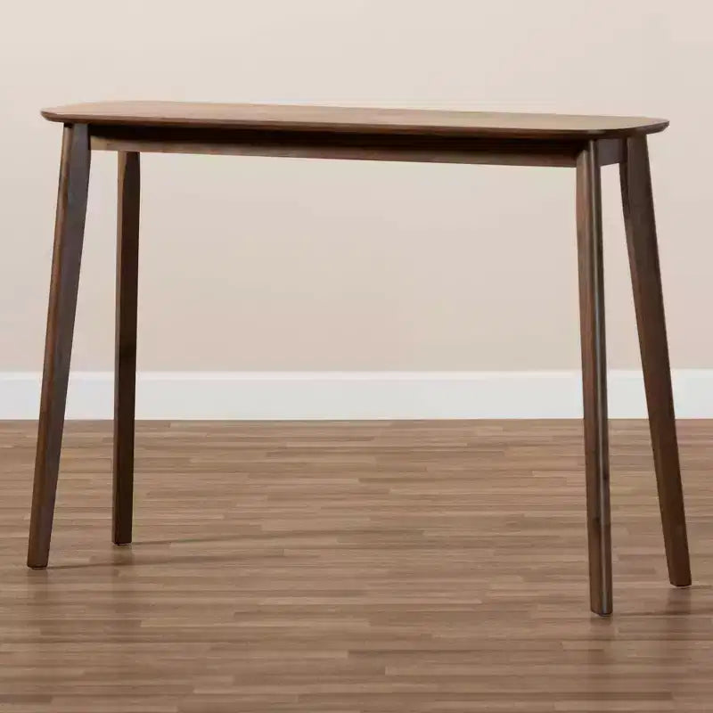 Console Wendy Wood Noyer : Meuble d'entrée en bois d'hévéa, motif soleil, design Mid-Century