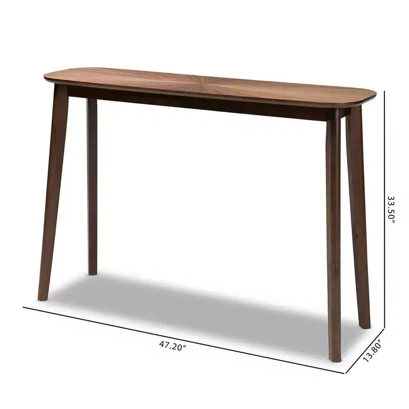 Console Wendy Wood Noyer : Meuble d'entrée en bois d'hévéa, motif soleil, design Mid-Century