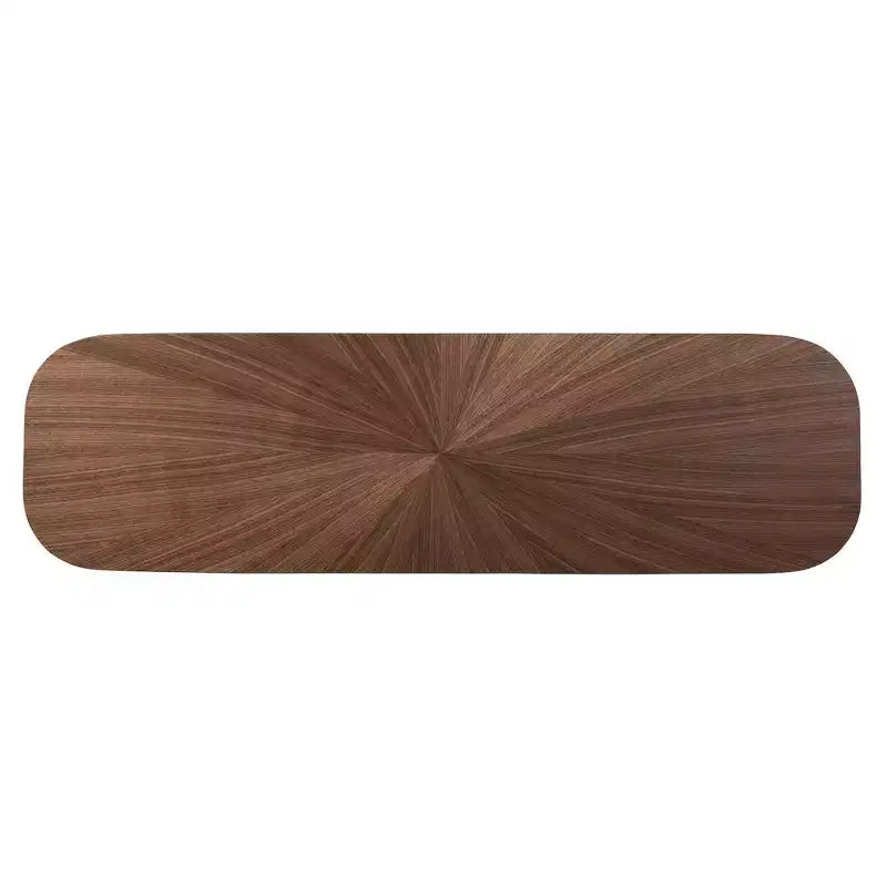 Console Wendy Wood Noyer : Meuble d'entrée en bois d'hévéa, motif soleil, design Mid-Century