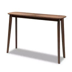 Console Wendy Wood Noyer : Meuble d'entrée en bois d'hévéa, motif soleil, design Mid-Century