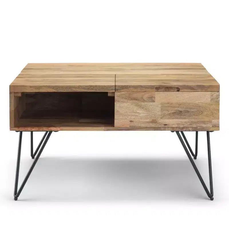 Table basse carrée à plateau relevable Moreno 32 po Naturel