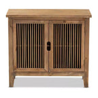 Meuble de rangement Clement à 2 portes avec brochettes en bois, couleur marron : Style bohème, étagères fixes, aucun assemblage requis