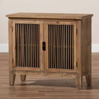 Meuble de rangement Clement à 2 portes avec brochettes en bois, couleur marron : Style bohème, étagères fixes, aucun assemblage requis