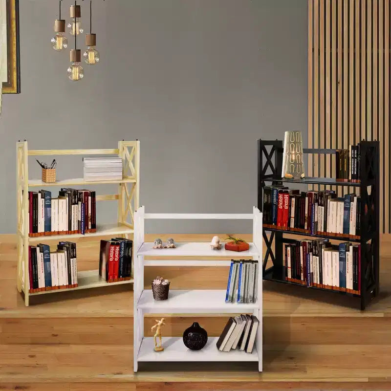 Bibliothèque pliable 3 étagères en X